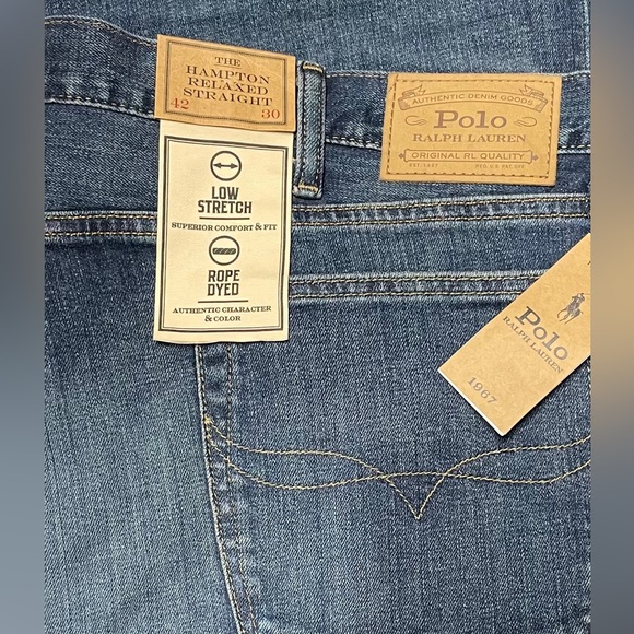 Polo Ralph Lauren The Hampton Relaxed Straight Fit Blue Jeans New Size 42/30 - Picture 4 of 4
